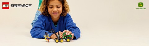 LEGO Technic 42218 Mietitrebbia Gommato John Deere 1470H, Veicolo Giocattolo da Cantiere, Braccio Rotante e Pinza, Regalo 7+