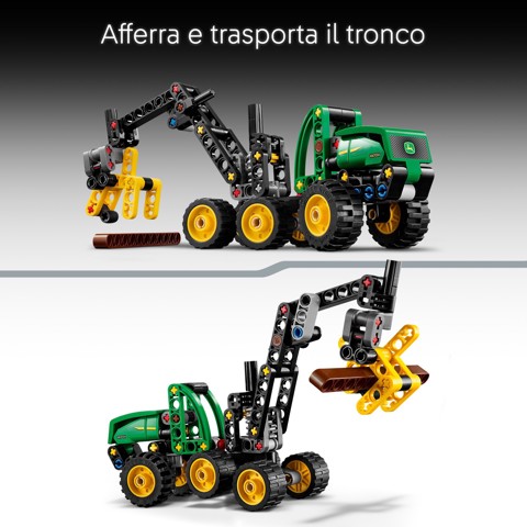 LEGO Technic 42218 Mietitrebbia Gommato John Deere 1470H, Veicolo Giocattolo da Cantiere, Braccio Rotante e Pinza, Regalo 7+