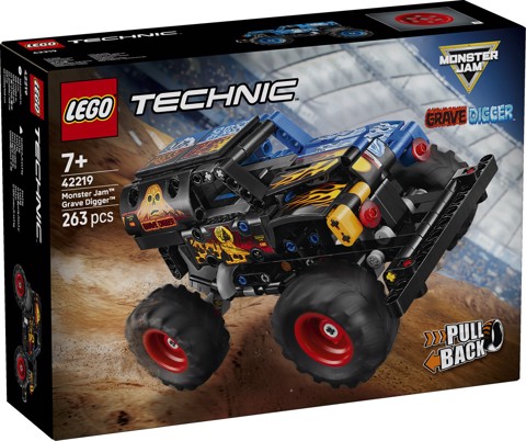 LEGO Technic 42219 Monster Jam Grave Digger Fuoco e Ghiaccio, Camion Giocattolo Pull-Back, Regalo per Bambini e Bambine da 7+