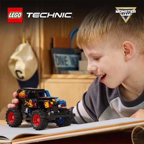 LEGO Technic 42219 Monster Jam Grave Digger Fuoco e Ghiaccio, Camion Giocattolo Pull-Back, Regalo per Bambini e Bambine da 7+