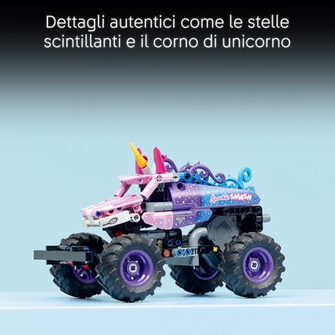 LEGO Technic 42220 Monster Jam Sparkle Smash a Retrocarica, Camion Giocattolo Pull-Back, Regalo per Bambini e Bambine da 7+