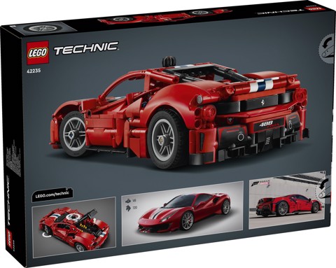 LEGO Technic 42235 Auto Ferrari 488 PISTA, Macchina Giocattolo con Motore V8, Sterzo e Differenziale, Regalo per Bambini 9+