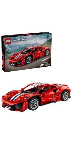 LEGO Technic 42235 Auto Ferrari 488 PISTA, Macchina Giocattolo con Motore V8, Sterzo e Differenziale, Regalo per Bambini 9+