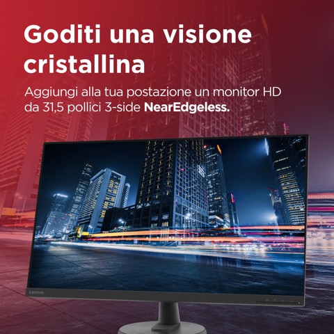 Lenovo D32-40 - Monitor 31.5" VA Flat FHD 1920x1080 0 60Hz 4ms - 1xHDMI 1.4 + 1xDP 1.2 - Stand Tilt Cavo HDMI incluso