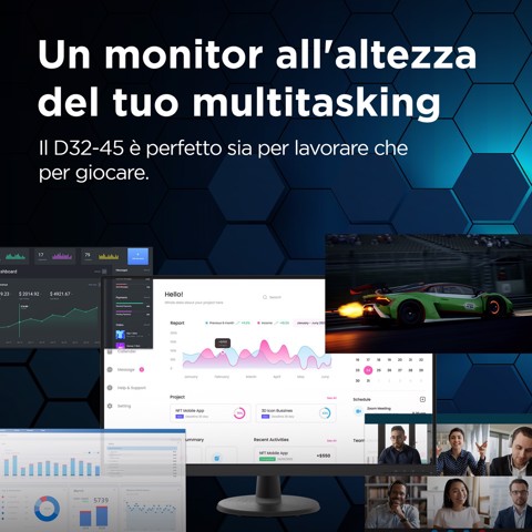 Lenovo D32-40 - Monitor 31.5" VA Flat FHD 1920x1080 0 60Hz 4ms - 1xHDMI 1.4 + 1xDP 1.2 - Stand Tilt Cavo HDMI incluso