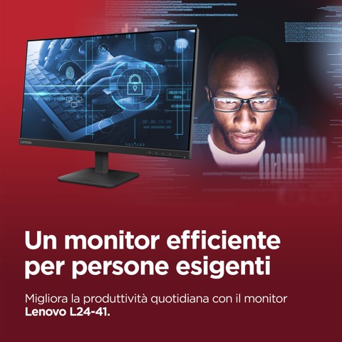 Lenovo L24-4e - Monitor 23.8" IPS Flat FHD 1920x1080 0 100Hz 4ms - 1xHDMI 1.4 + 1xVGA - Stand Tilt Cavo HDMI incluso