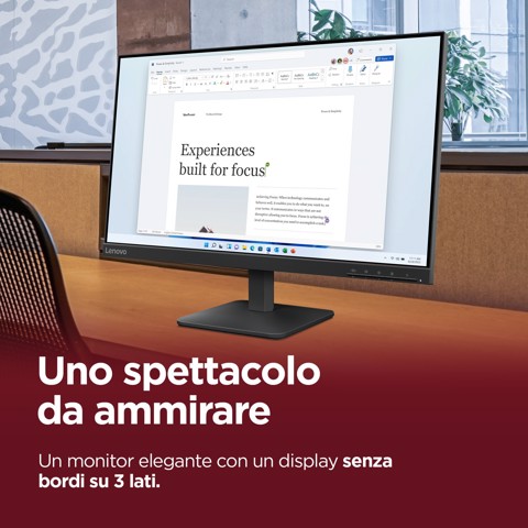 Lenovo L24-4e - Monitor 23.8" IPS Flat FHD 1920x1080 0 100Hz 4ms - 1xHDMI 1.4 + 1xVGA - Stand Tilt Cavo HDMI incluso
