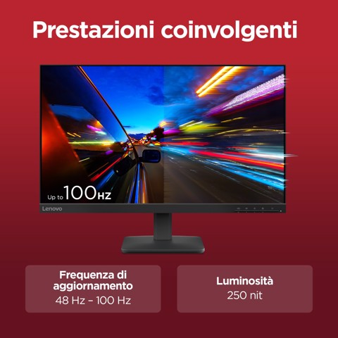 Lenovo L24-4e - Monitor 23.8" IPS Flat FHD 1920x1080 0 100Hz 4ms - 1xHDMI 1.4 + 1xVGA - Stand Tilt Cavo HDMI incluso