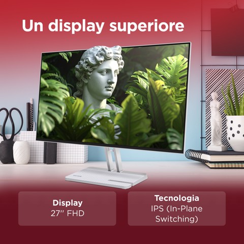 Lenovo L27-4C - Monitor 27" IPS Flat FHD 1920x1080 0 144Hz 1ms - Speakers AMD FreeSync 2xHDMI 1.4 + 1xVGA - Stand Tilt Cavo HDMI incluso