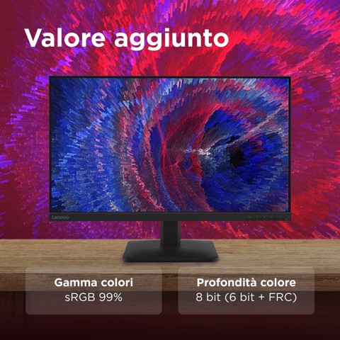 Lenovo L27-4e - Monitor 27" IPS Flat FHD 1920x1080 0 100Hz 4ms - 1xHDMI 1.4 + 1xVGA - Stand Tilt Cavo HDMI incluso