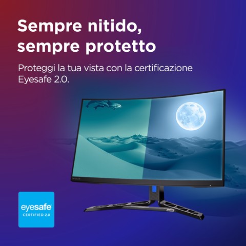 Lenovo Legion R32qc-30 - Monitor Gaming 31.5" VA Curvo 1500R QHD 2560x1440 0 180Hz 0.5ms - Speakers AMD FreeSync + VESA AdaptiveSync 2xHDMI 2.1 + 1xDP 1.4 - Stand Height + Tilt + Swivel Cavo DP incluso