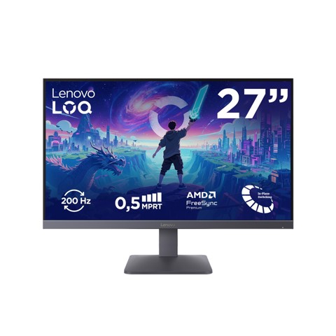 Lenovo LOQ 27-10 - Monitor Gaming 27" IPS Flat FHD 1920x1080 0 200Hz 0.5ms - AMD FreeSync Premium + VESA AdaptiveSync 2xHDMI 2.1 + 1xDP 1.4 - Stand Tilt Cavo DP incluso