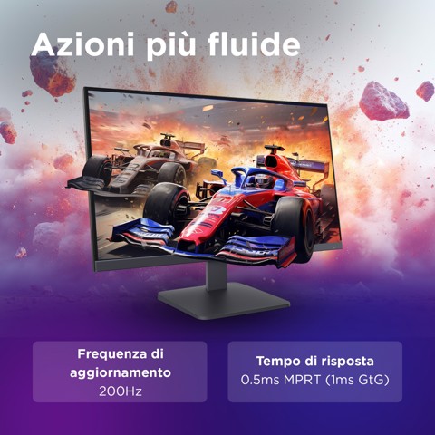 Lenovo LOQ 27-10 - Monitor Gaming 27" IPS Flat FHD 1920x1080 0 200Hz 0.5ms - AMD FreeSync Premium + VESA AdaptiveSync 2xHDMI 2.1 + 1xDP 1.4 - Stand Tilt Cavo DP incluso