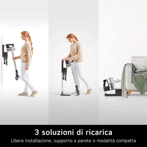 LG CordZero A9K Core, Aspirapolvere Kompressor 260W, 120 min, 1 spazzola + 2 accessori, Filtro 5 strati, Wi-Fi, Silver