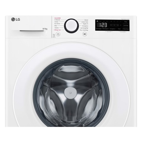 LG D2R3S08NSWW Lavasciuga slim 8/5kg AI DD, Classe E, 1200 giri, AI Wash, Vapore