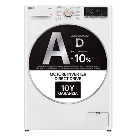 LG D4R7011TSWG Lavasciuga 11/6kg AI DD, Classe D, 1400 giri, TurboWash 360, Vapore, Wi-Fi