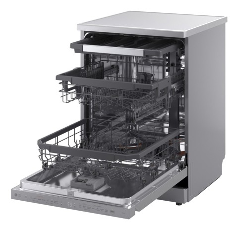 LG DF375HVS Lavastoviglie libera installazione, Classe A, 14 Coperti, Vapore, WI-FI, Grigia
