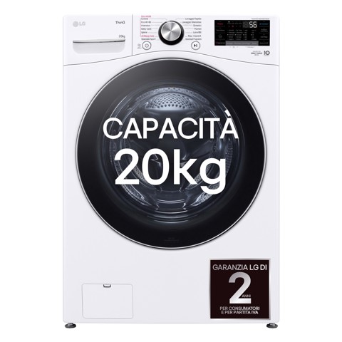 LG F0P3020TSWC Lavatrice capacità XL 20kg AI DD™ Serie P3, Classe B, 1000 giri, TurboWash 360, Vapore, Wi-Fi, White - 2 anni di garanzia anche per gli utenti professionali