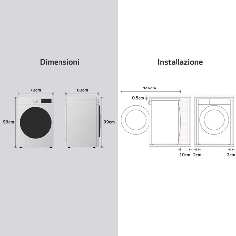 LG F0P3020TSWC Lavatrice capacità XL 20kg AI DD™ Serie P3, Classe B, 1000 giri, TurboWash 360, Vapore, Wi-Fi, White - 2 anni di garanzia anche per gli utenti professionali