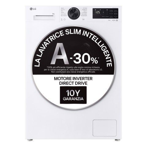 LG F2NX50S8TLB Lavatrice Slim Intelligente 8 kg Classe A-30% Bianco