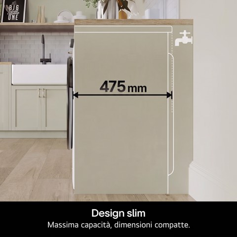 LG F2NX50S8TLB Lavatrice Slim Intelligente 8 kg Classe A-30% Bianco