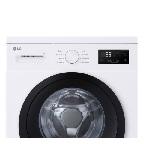 LG F4NA10S8NWK Lavatrice slim 8kg, Classe A, 1400 giri, Programma igiene con vapore, Top rimovibile, White