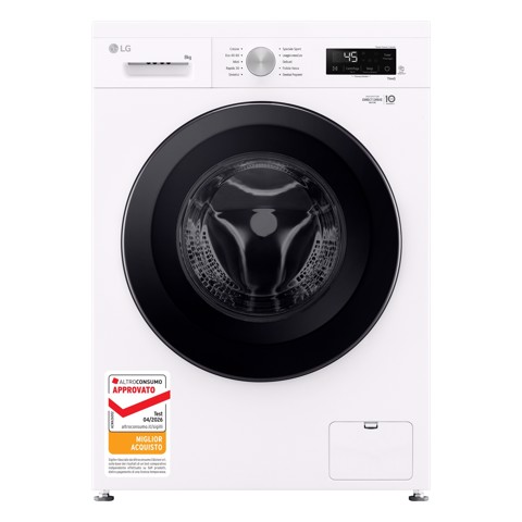 LG F4NX1008NWK Lavatrice smart 8kg, Classe A, 1400 giri, 6 Motion, Allergy Care, Bianca