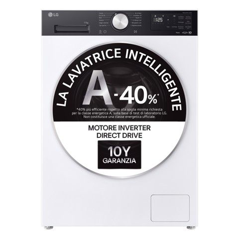 LG F4NX5009TKC Lavatrice smart 9kg | Serie X5 Classe A-40% | 1400 giri, Wi-Fi, 6 Motion Direct Drive, Allergy Care, Direct Drive | Bianco