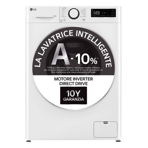 LG F4R3010NSWW Lavatrice 10kg AI DD, Classe A-10%, 1400 giri, Lavaggio a vapore