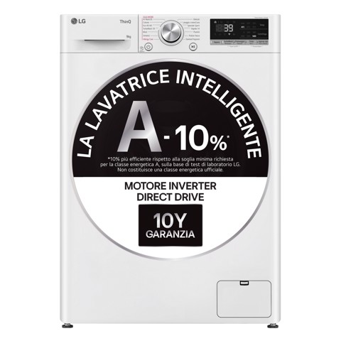 LG F4R709TAIDD Lavatrice 9kg AI DD, Classe A-10%, 1400 giri, Vapore, Wi-Fi