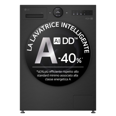 LG F4X7013TBB Lavatrice 13kg AI DD™ Serie X7, Classe A-40%, 1400 giri, Display Easy Circle, Wi-Fi, AI Wash, TurboWash
