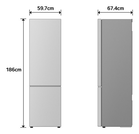 LG GBBS312CPY Frigorifero combinato Fit & Max 60cm, Classe C, 333L, AI Inverter, Prime Silver