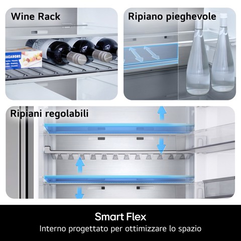 LG GBBS322APY Frigorifero combinato Fit & Max 60cm, Classe A, 375L, AI Inverter, Prime Silver