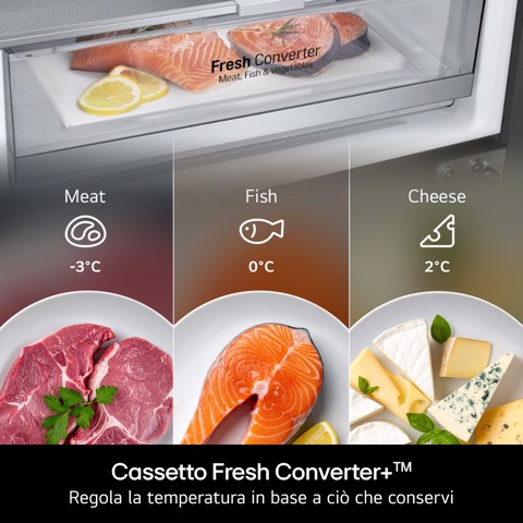 LG GBBS322APY Frigorifero combinato Fit & Max 60cm, Classe A, 375L, AI Inverter, Prime Silver