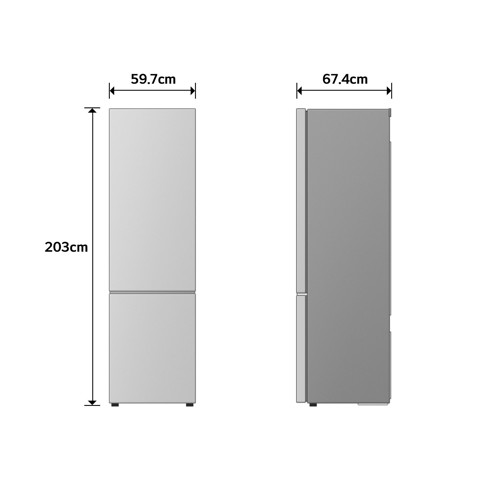 LG GBBS322APY Frigorifero combinato Fit & Max 60cm, Classe A, 375L, AI Inverter, Prime Silver