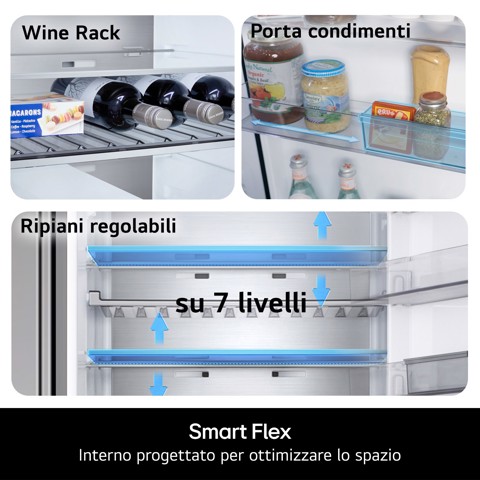 LG GBBW322CPY Frigorifero combinato Fit & Max 70cm, Classe C, 465L, AI Fresh, Prime Silver