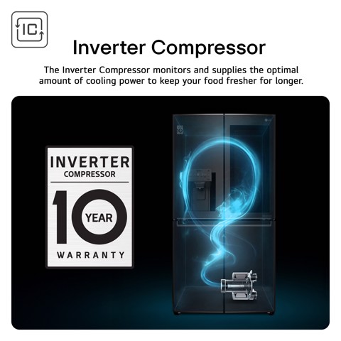 LG GBBW726AEV Frigorifero combinato Fit & Max 70cm, Classe A, 465L, AI Fresh, Wi-Fi, Metal Fresh, Door Cooling, Black Steel