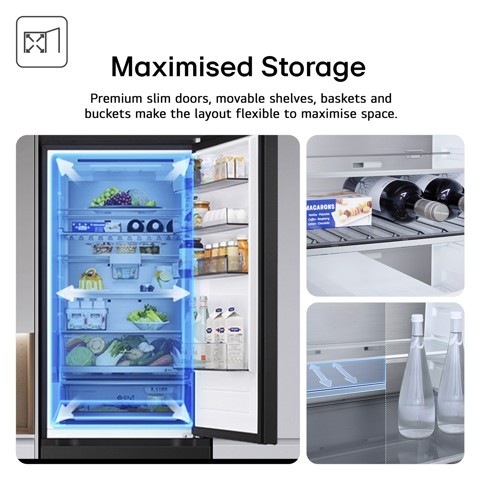 LG GBBW726AEV Frigorifero combinato Fit & Max 70cm, Classe A, 465L, AI Fresh, Wi-Fi, Metal Fresh, Door Cooling, Black Steel