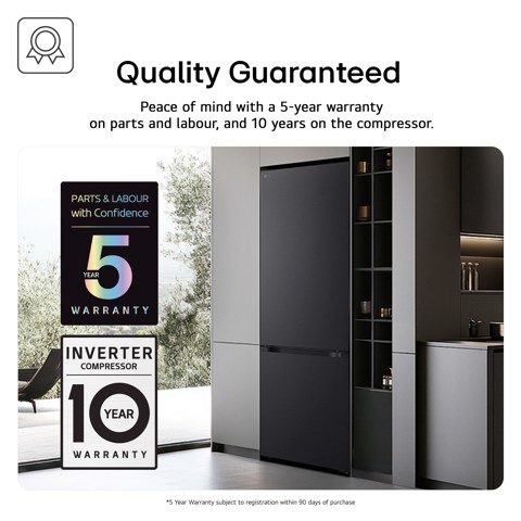 LG GBBW726AEV Frigorifero combinato Fit & Max 70cm, Classe A, 465L, AI Fresh, Wi-Fi, Metal Fresh, Door Cooling, Black Steel