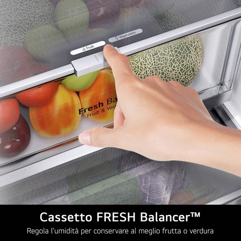 LG GBBW726AEV Frigorifero combinato Fit & Max 70cm, Classe A, 465L, AI Fresh, Wi-Fi, Metal Fresh, Door Cooling, Black Steel