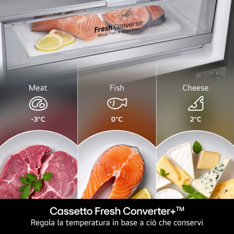 LG GBBW726AEV Frigorifero combinato Fit & Max 70cm, Classe A, 465L, AI Fresh, Wi-Fi, Metal Fresh, Door Cooling, Black Steel