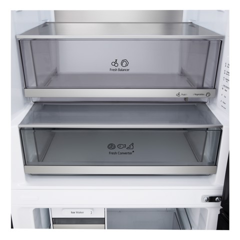 LG GBBW726AEV Frigorifero combinato Fit & Max 70cm, Classe A, 465L, AI Fresh, Wi-Fi, Metal Fresh, Door Cooling, Black Steel