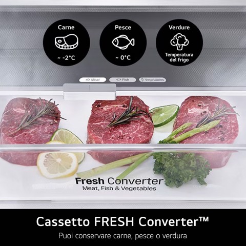 LG GBBW726AMB Frigorifero combinato Fit & Max 70cm, Classe A, 465L, AI Fresh, Wi-Fi, Metal Fresh, Door Cooling, Metal Sorbet