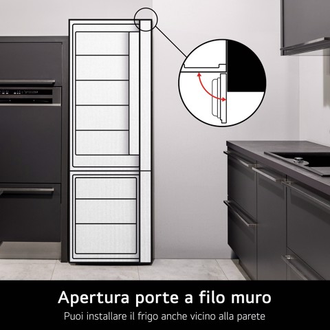 LG GBBW726AMB Frigorifero combinato Fit & Max 70cm, Classe A, 465L, AI Fresh, Wi-Fi, Metal Fresh, Door Cooling, Metal Sorbet