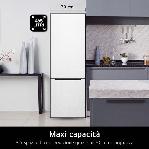 LG GBBW726AMB Frigorifero combinato Fit & Max 70cm, Classe A, 465L, AI Fresh, Wi-Fi, Metal Fresh, Door Cooling, Metal Sorbet