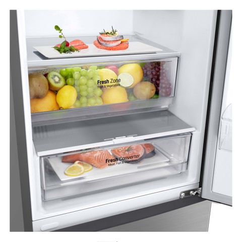 LG GBP62PZNAC Frigorifero combinato, Classe A, 384L, Fresh Converter, No frost, Inox