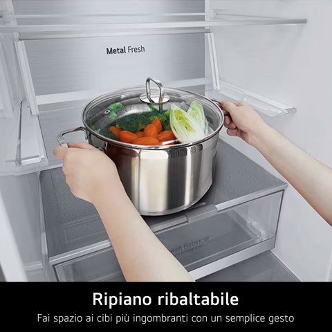 LG GBV7280CEV Frigorifero combinato, Classe C, 387L, Fresh Converter, Porte piatte, Nero