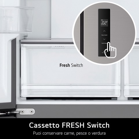 LG GMM41MSBEM Frigorifero Multidoor Slim, Classe E, 474L, Total No Frost, Cassetto Fresh Switch, Silver