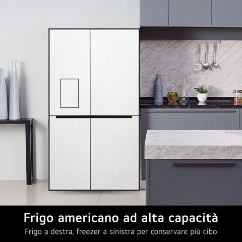 LG GSLE91MBAB Frigorifero Side-by-Side, Classe B, 623L, Wi-Fi, Dispenser senza allaccio, Total No Frost, Metal Sorbet