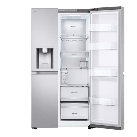 LG GSLE91MBAC Frigorifero Side-by-Side, Classe C, 628L, Wi-Fi, Dispenser senza allaccio, Total No Frost, Metal Sorbet
